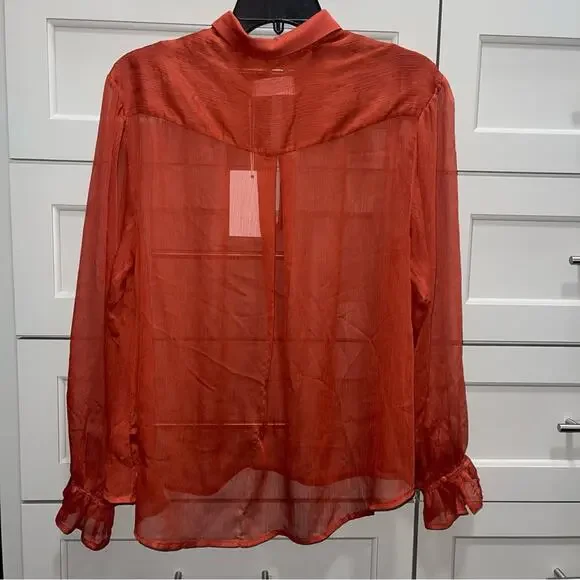 TJD The Jetset Diaries Ara Rust Burnt Orange Blouse Small - Picture 5 of 12